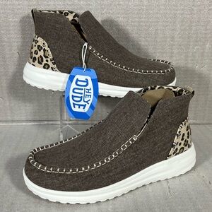 Hey Dude NEW Women's Denny Crafted Leopard Slip-on Boots SZ 10